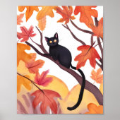 Poster Chat noir dans un arbre | Automne Chute Fantomatiq (Devant)