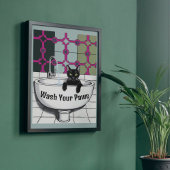 Poster Chat noir dans un lavabo, Salle de lavage, pattes 