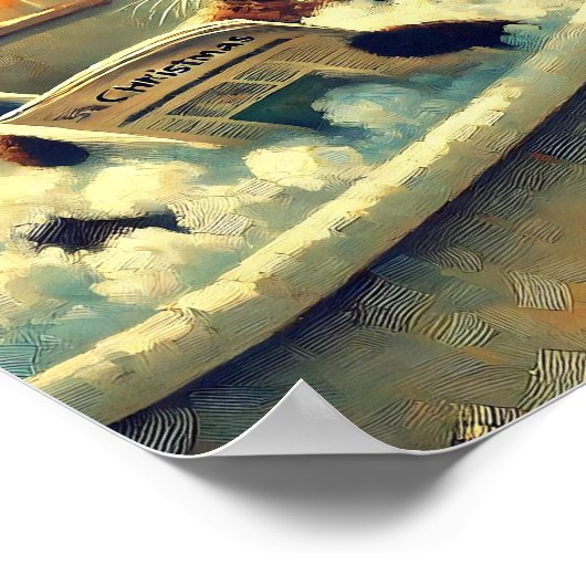 Poster Chat noir de Noël dans la baignoire (Coin)