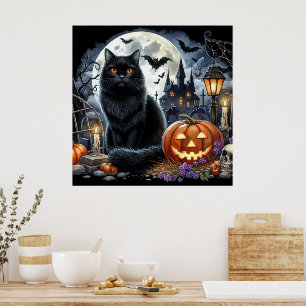 Poster Chat noir décoratif pour la maison Halloween