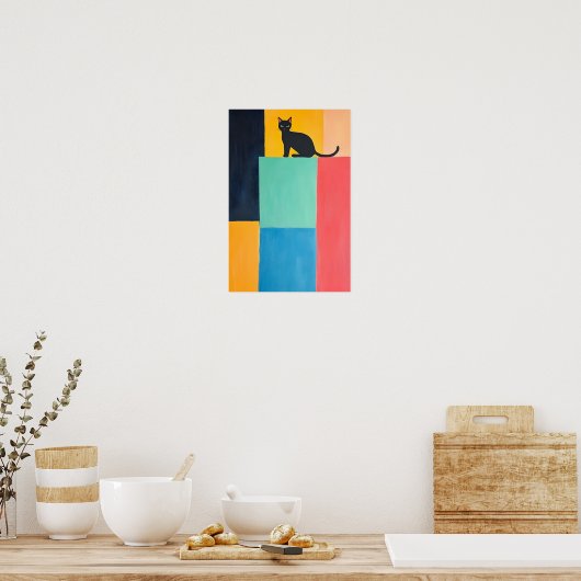 Poster Chat noir design simple (Cuisine)