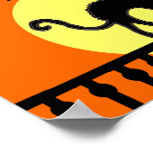Poster Chat noir d'Halloween sur une clôture au clair de (Coin)