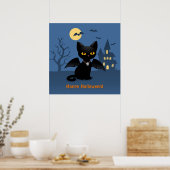 Poster Chat noir d'Halloween Vampire avec des ailes (Cuisine)