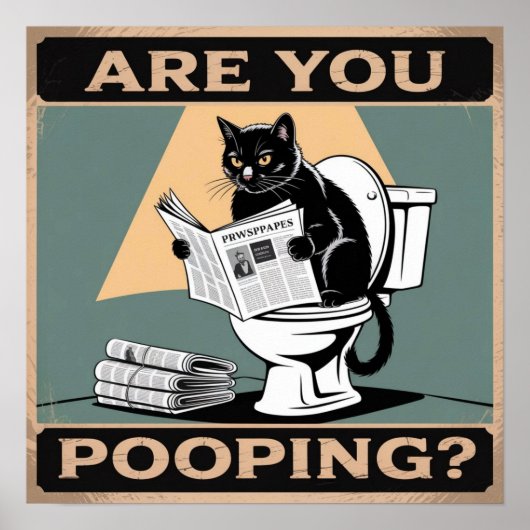 Poster Chat noir drôle "Êtes-vous en train de faire caca  (Devant)