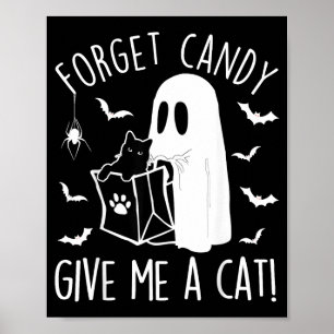 Poster Chat Noir Drôle Oublie Bonbons Donner Aux Amateurs