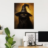 Poster Chat noir éffrayant avec Casquette sorcier (Bureau à domicile)