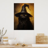 Poster Chat noir éffrayant avec Casquette sorcier (Cuisine)