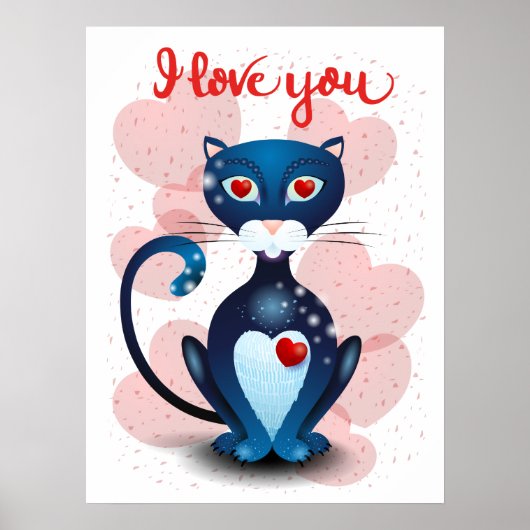 Poster Chat noir en amour (Devant)