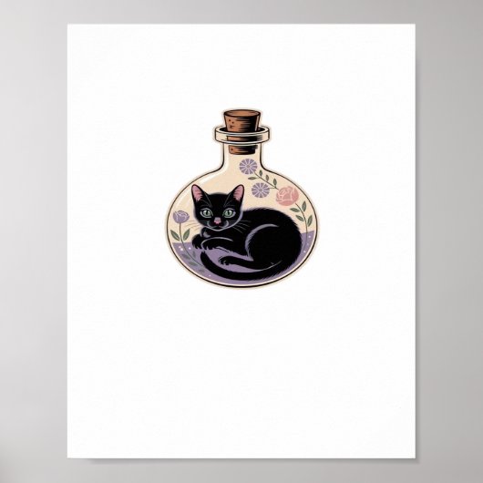 Poster Chat noir en bouteille de potion T-shirt classique (Devant)