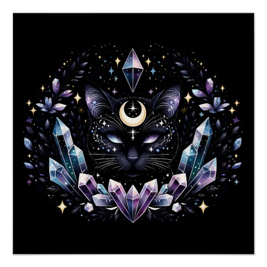 Poster Chat noir en cristal Imaginaire (Devant)