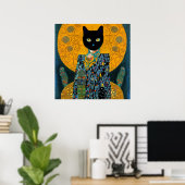 Poster Chat noir en robe fabuleuse (Bureau à domicile)
