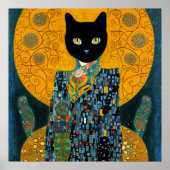 Poster Chat noir en robe fabuleuse (Devant)