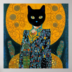 Poster Chat noir en robe fabuleuse