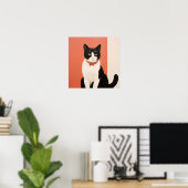 Poster Chat noir et blanc (Bureau à domicile)