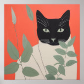 Poster Chat noir et blanc (Devant)