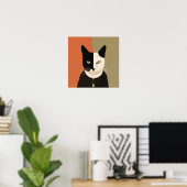 Poster Chat noir et blanc (Bureau à domicile)