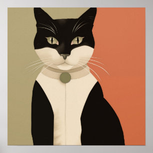 Poster Chat noir et blanc