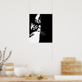 Poster Chat noir et blanc 657 (Cuisine)