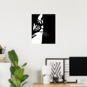 Poster Chat noir et blanc 657 (Bureau à domicile)