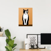 Poster Chat noir et blanc moderne du milieu du siècle (Bureau à domicile)