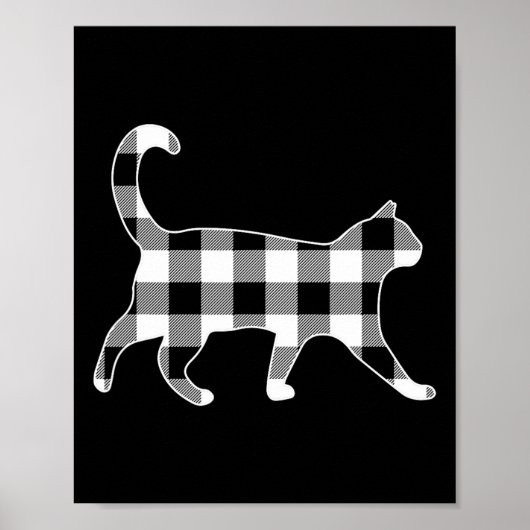 Poster Chat noir et blanc plaid buffle joyeux Noël (Devant)