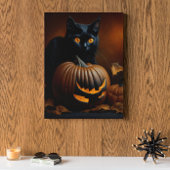 Poster Chat noir et citrouille Jack-O-Lantern
