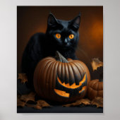 Poster Chat noir et citrouille Jack-O-Lantern (Devant)