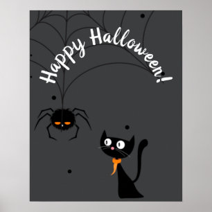 Poster Chat noir et Halloween Spider