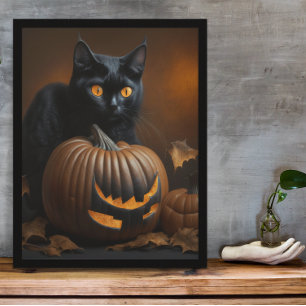 Poster Chat noir et Jack-O-Lantern