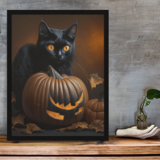 Poster Chat noir et Jack-O-Lantern