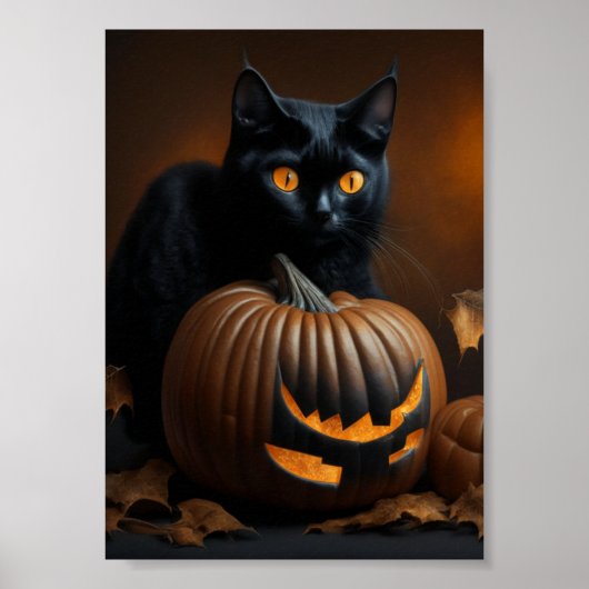 Poster Chat noir et Jack-O-Lantern (Devant)