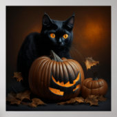 Poster Chat noir et Jack-O-Lantern (Devant)