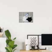 Poster Chat noir et lait déversé (Bureau à domicile)