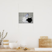 Poster Chat noir et lait déversé (Cuisine)