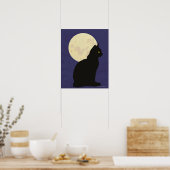 Poster Chat noir et lune (Cuisine)