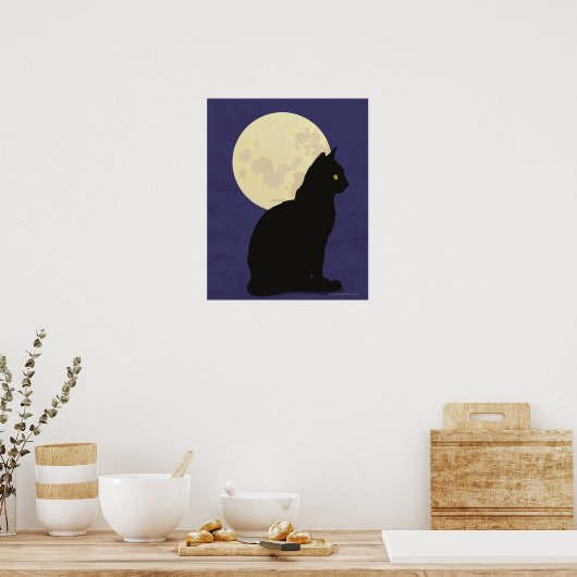 Poster Chat noir et lune (Cuisine)
