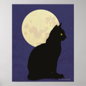 Poster Chat noir et lune (Devant)