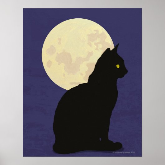 Poster Chat noir et lune (Devant)