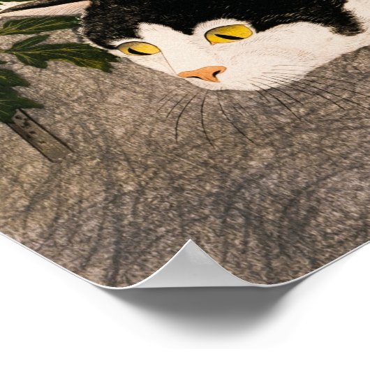 Poster Chat noir et Plante à la tomate par Takahashi Hiro (Coin)