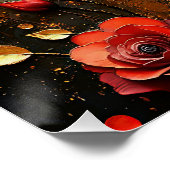 Poster Chat noir et roses (Coin)