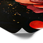 Poster Chat noir et roses (Coin)