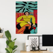 Poster Chat Noir et Vin Rouge (Bureau à domicile)