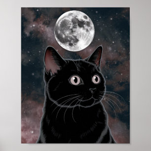 Poster Chat noir gothique, Chat noir de l'heure de la sor