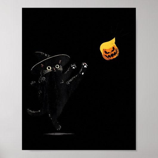 Poster Chat noir Halloween Chat Sorcière Doodle (Devant)