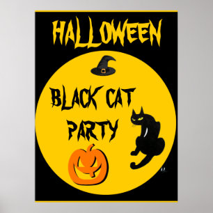 POSTER CHAT NOIR HALLOWEEN PARTY
