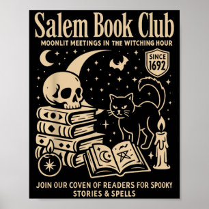 Poster Chat noir Halloween Sorcière Club de lecture Desig