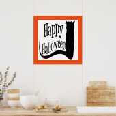 POSTER CHAT NOIR "HAPPY HALLOWEEN" (Cuisine)