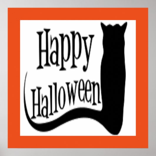 POSTER CHAT NOIR "HAPPY HALLOWEEN" (Devant)