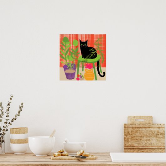 Poster Chat noir Houseplants (Cuisine)