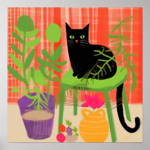 Poster Chat noir Houseplants
